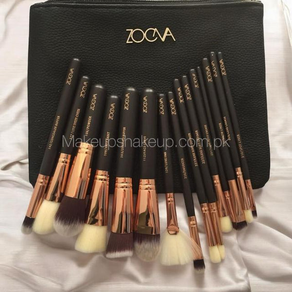 ZOEVA BRUSHES - BROWN POUCH 15 PCS