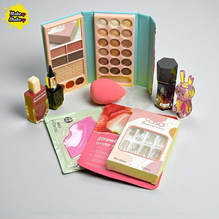 makeup affordable deals in pakistan inlcudes anylady hot seller kit and sasa nails with hudamoji blush 