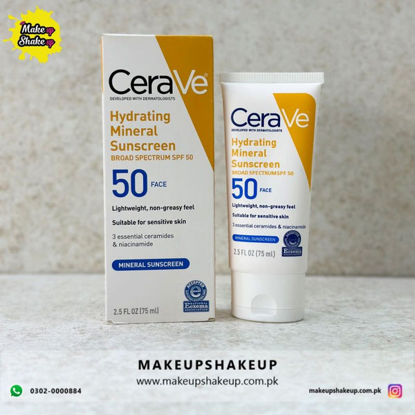 Cerave Hydrating Mineral Sunscreen SPF50 - 75 ml ( Original Factory Leftover )