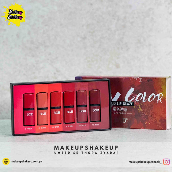 Bob Play Color Solid Lip Glazed Lipsticks 6 Colors