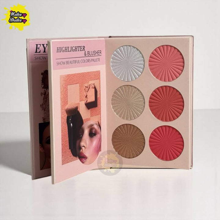 Mocallure 3 step book palette makeup kit with eyeshades , blushers, highlighters, bronzers, contour, and eyerbrow powder